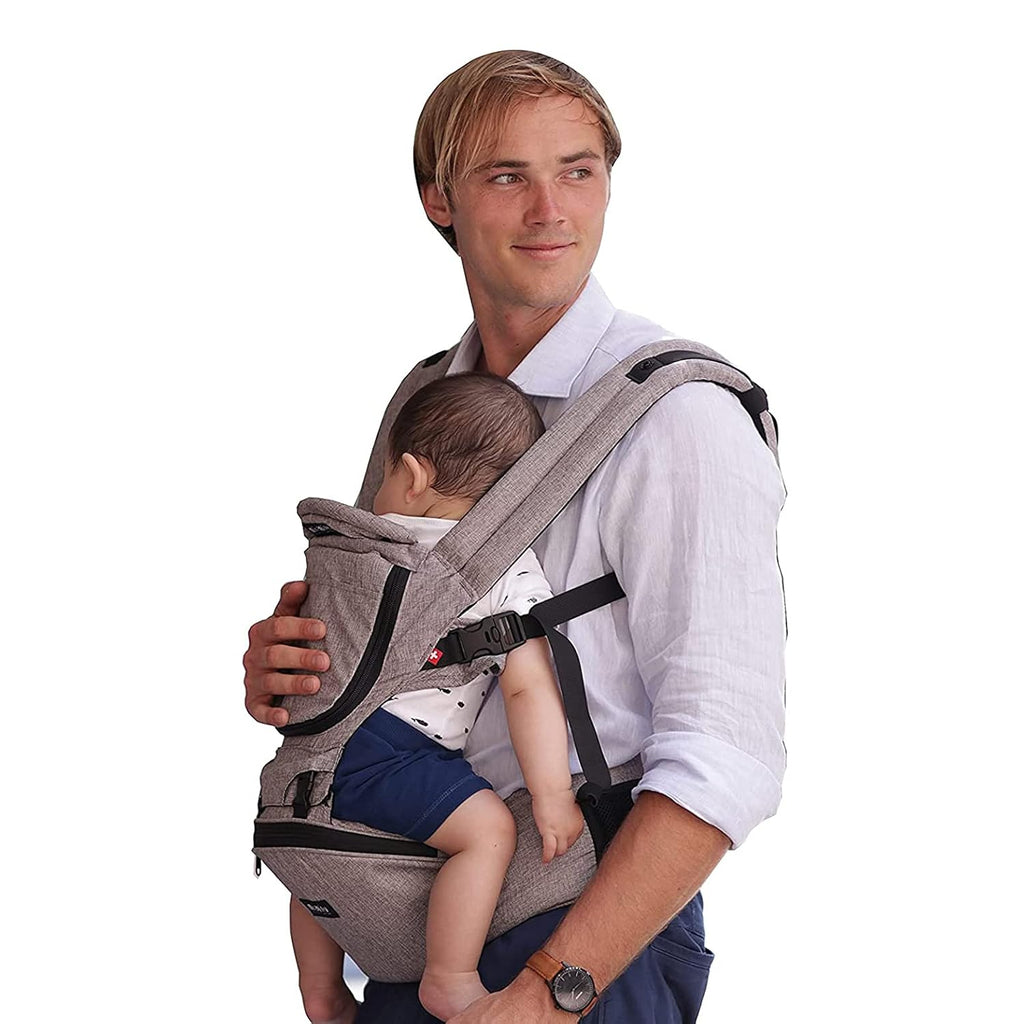 Baby Carrier with Hip Seat, Ergonomic 6 in 1 Front and Back, Stone Grey O280