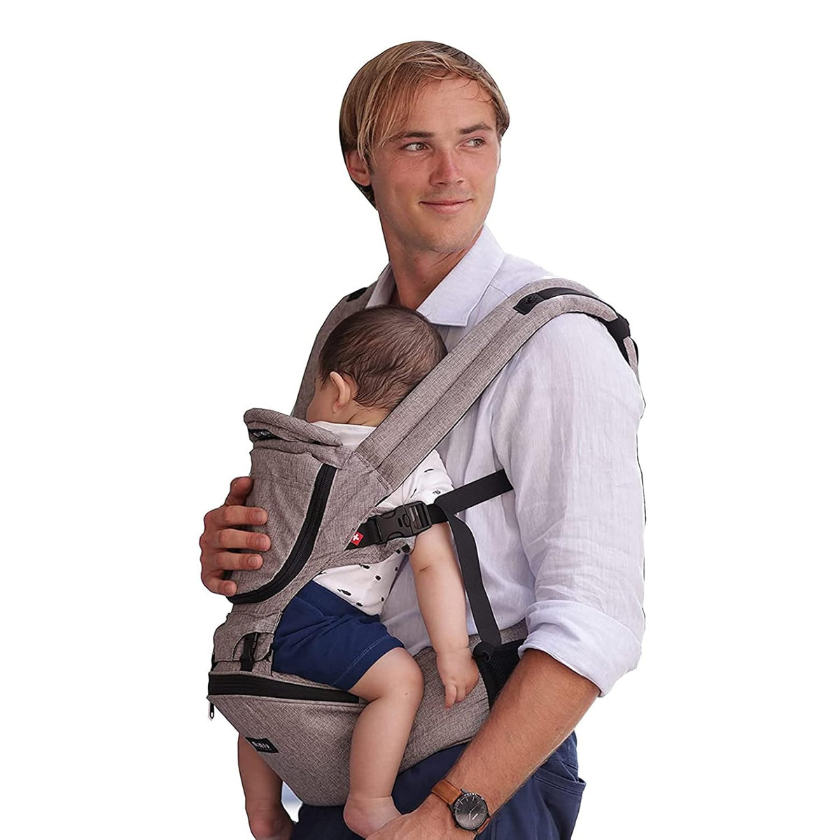 Baby Carrier with Hip Seat, Ergonomic 6 in 1 Front and Back, Stone Grey O280