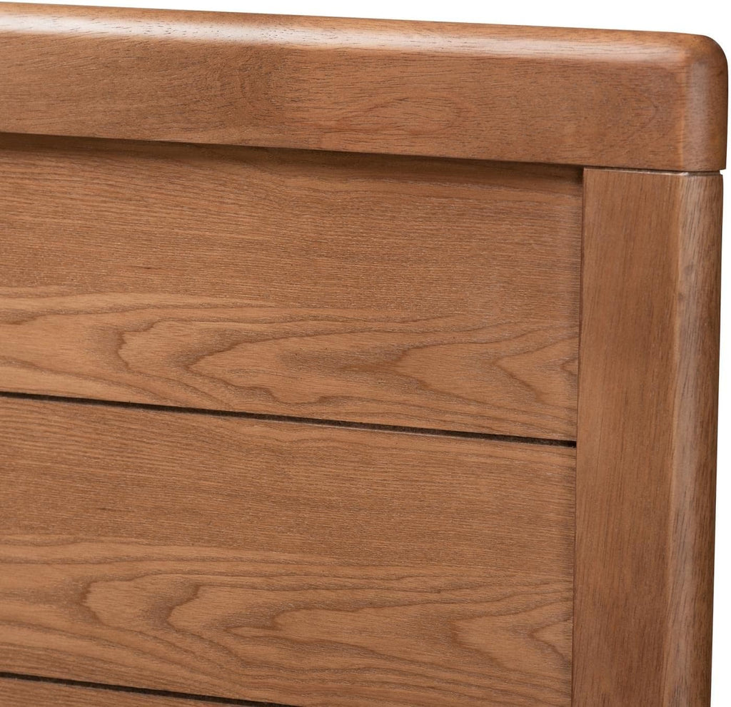 Walnut Brown Wood Queen Platform Bed F7192