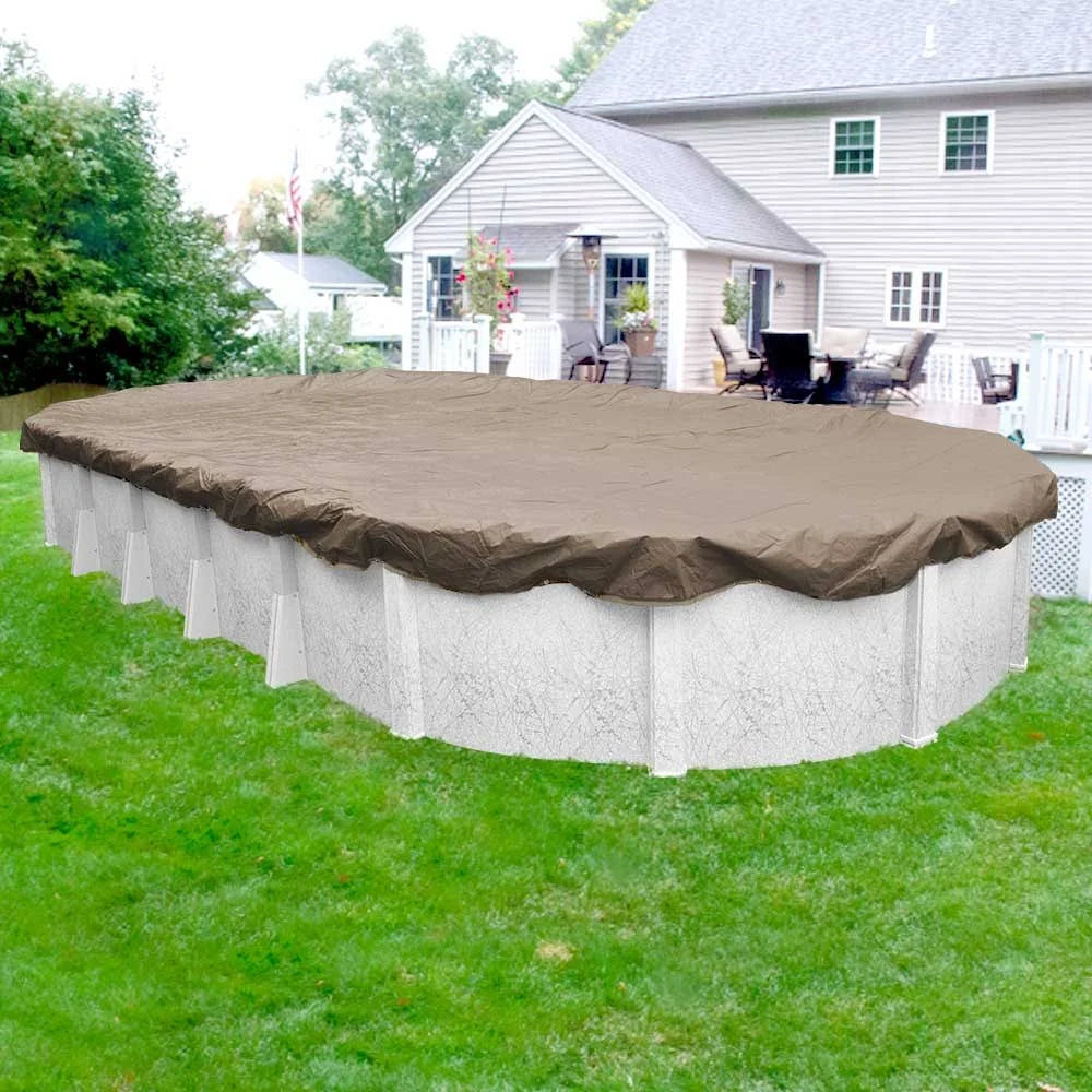 Beige Oval Pool Winter Cover, 16 x 32 ft T3058
