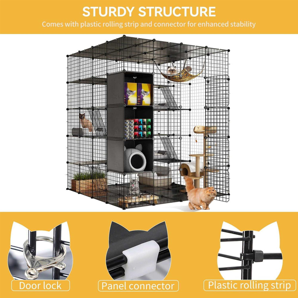 5-Tier Metal Cat Cage with Cube Storage Y635