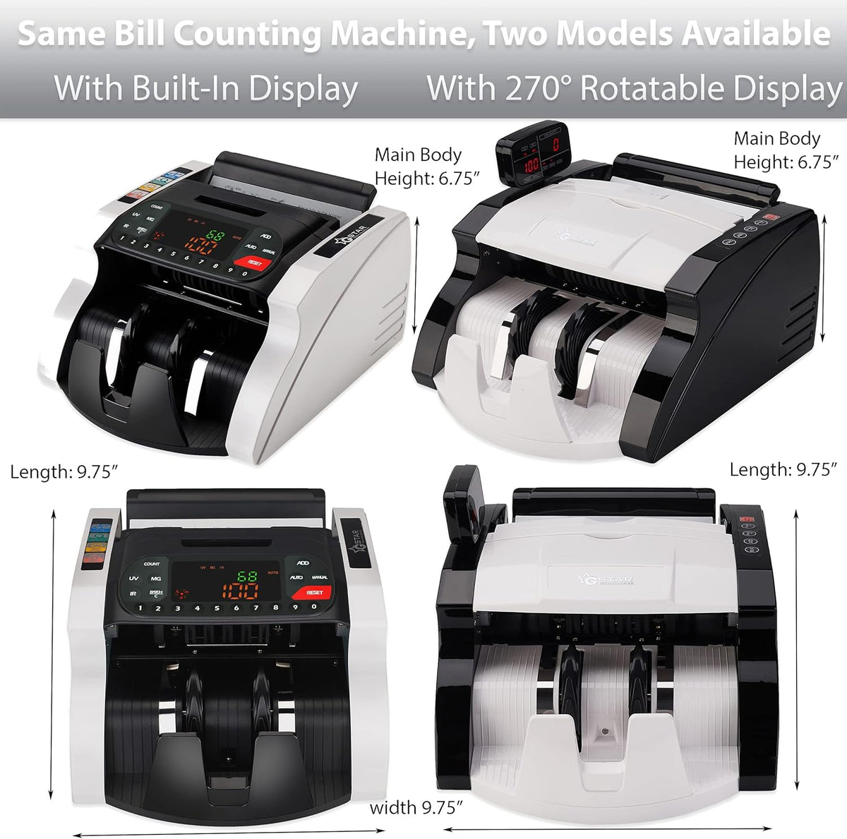 Money Counter with UV/MG/IR Counterfeit Bill Detection External Display Z253406