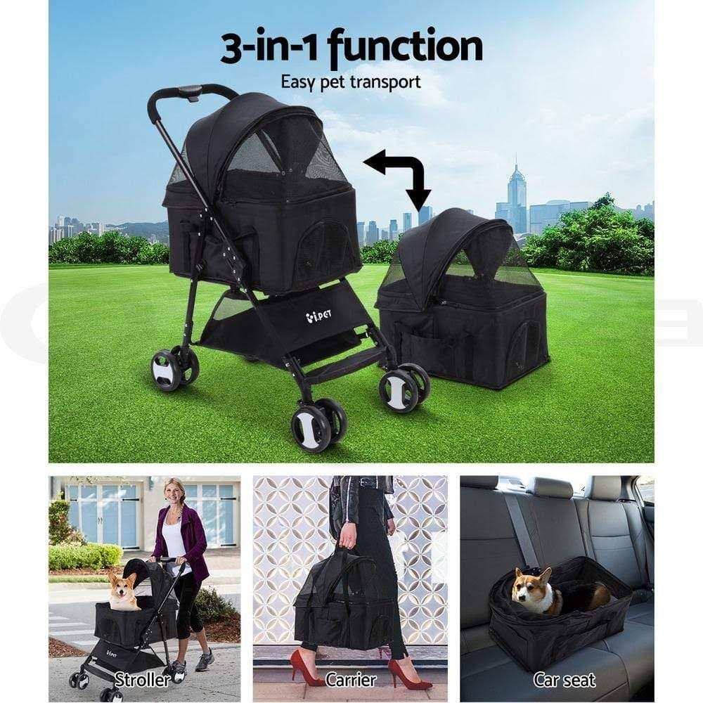 Black 3 in 1 Foldable Pet Stroller L2502