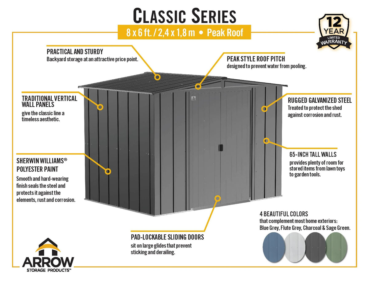 Blue Grey Steel Storage Shed M72220