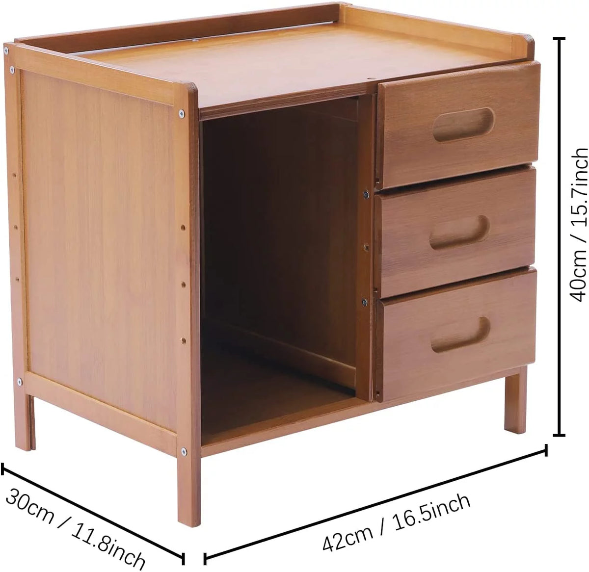 Bamboo Nightstand with 3 Drawers and Open Shelf X9021