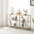 51.2” Tempered Glass Metal Frame Console Table Y89114