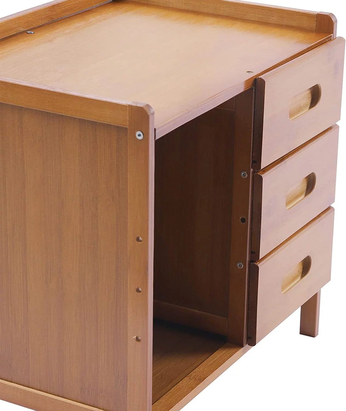 Bamboo Nightstand with 3 Drawers and Open Shelf X9021