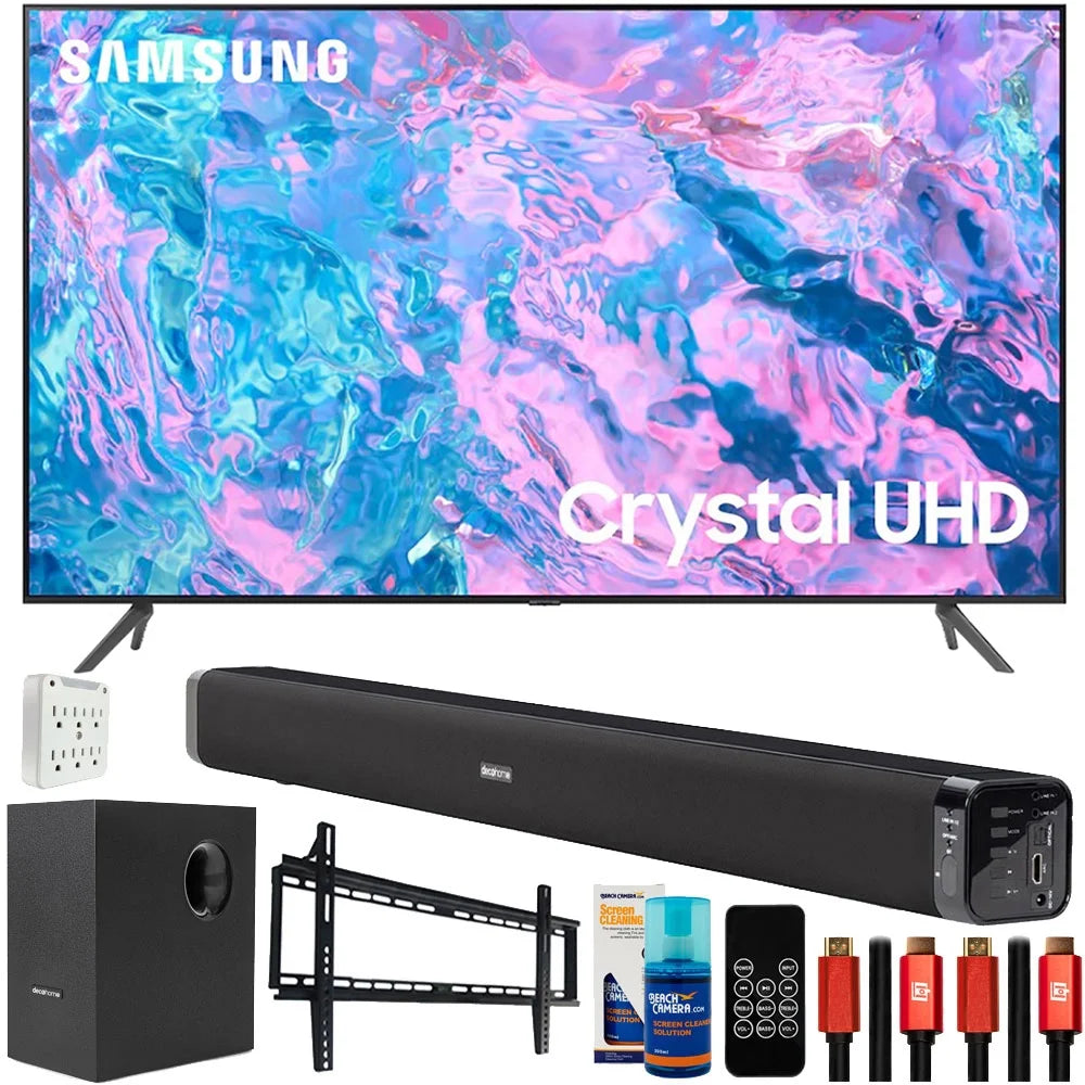 58 inch Crystal UHD 4K Smart TV Bundle with Soundbar, Wall Mount Accessory Kit, 6FT 4K HDMI 2.0 Cables P2534