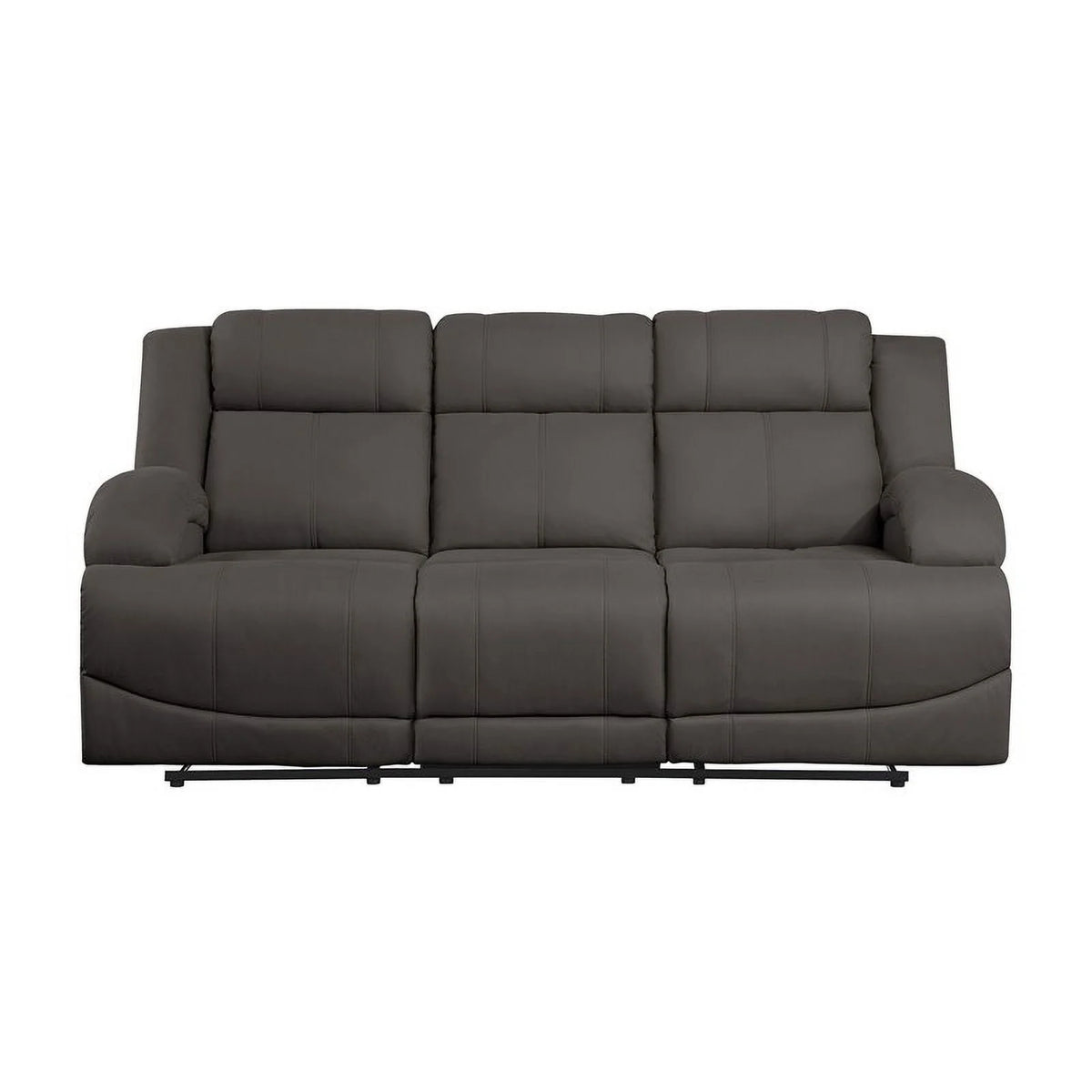 Chocolate Wood & Fabric Double Reclining Sofa B1104
