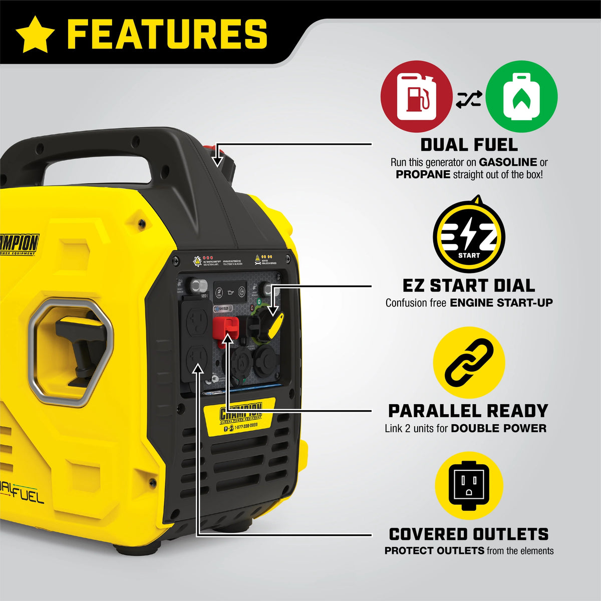 2500-Watt Dual Fuel Portable Inverter Generator P79153