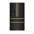 36 in. 4-Door French Door Refrigerator with Ice & Water Dispenser in Black Stainless & Polished Gold M673