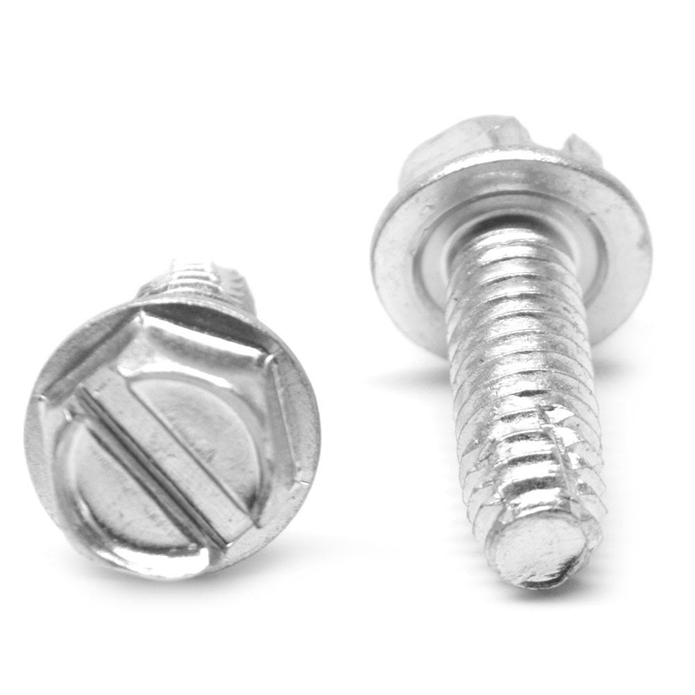 Coarse Thread Thread Cutting Screw Slotted Hex Washer Head Type F Low Carbon Steel Zinc Plated O496