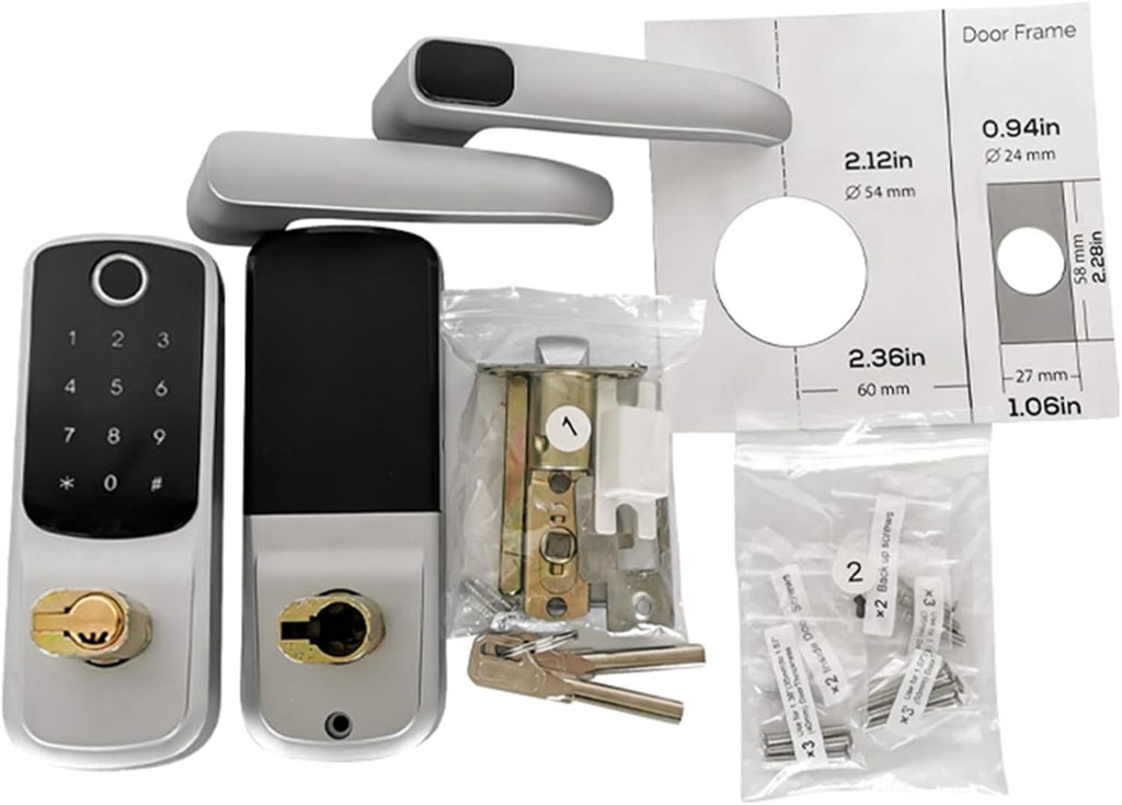Fingerprint Door Lock with Bluetooth App Code Key and IC Card J1504
