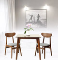 Set of 3 Square Dining Table and 2 Side Chairs Solid Wood Medium Brown F412