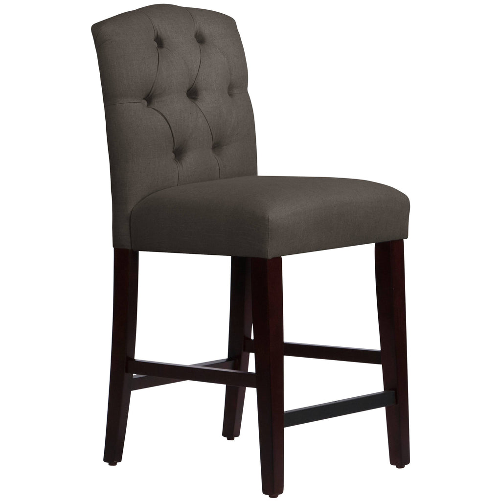 Tufted Counter Stool in Linen Slate Q314