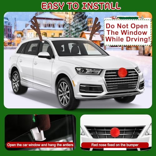 2 Pack Red Nose Car Antler Christmas Decorations S92455