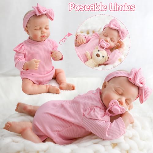18 Inch Sleeping Baby Doll with Magnetic Pacifier D72105