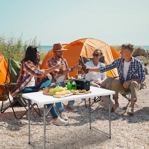 4 Foot Heavy Duty Plastic Folding Table with Carrying Handle Q735