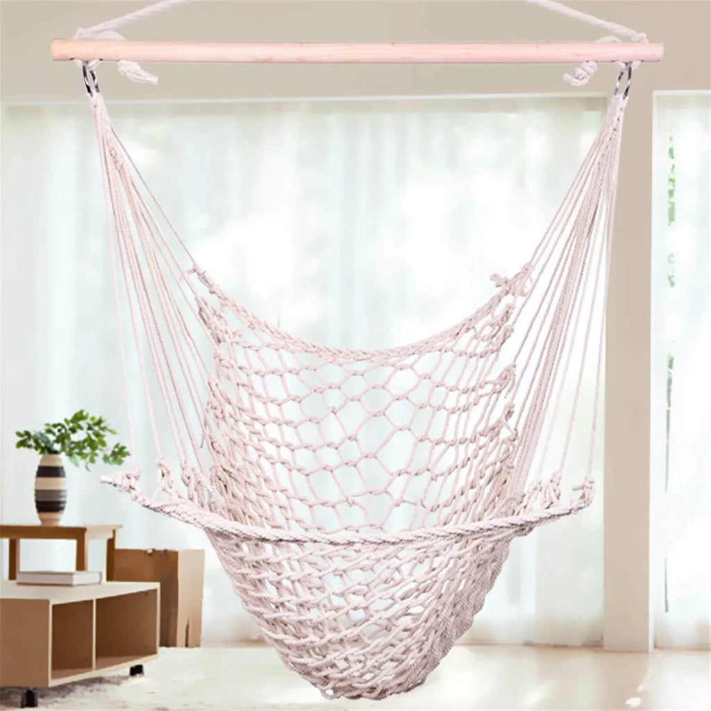 Cotton Rope Hammock Chair with Wood Stretcher J8205