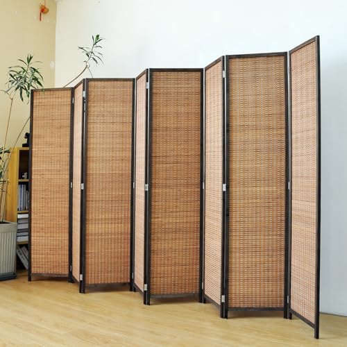 5.6 FT Tall Brown Bamboo Folding Room Divider Screen H2861