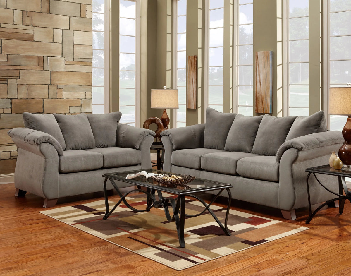 Grey Microfiber Sofa and Loveseat Set G2141