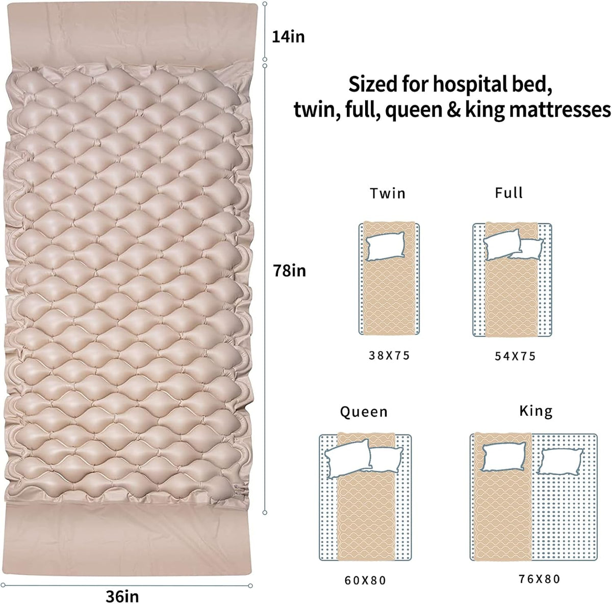 Alternating Pressure Pad Air Mattress for Hospital Bed X515