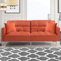 Orange Convertible Folding Futon Sofa Bed with 2 Pillows P5195