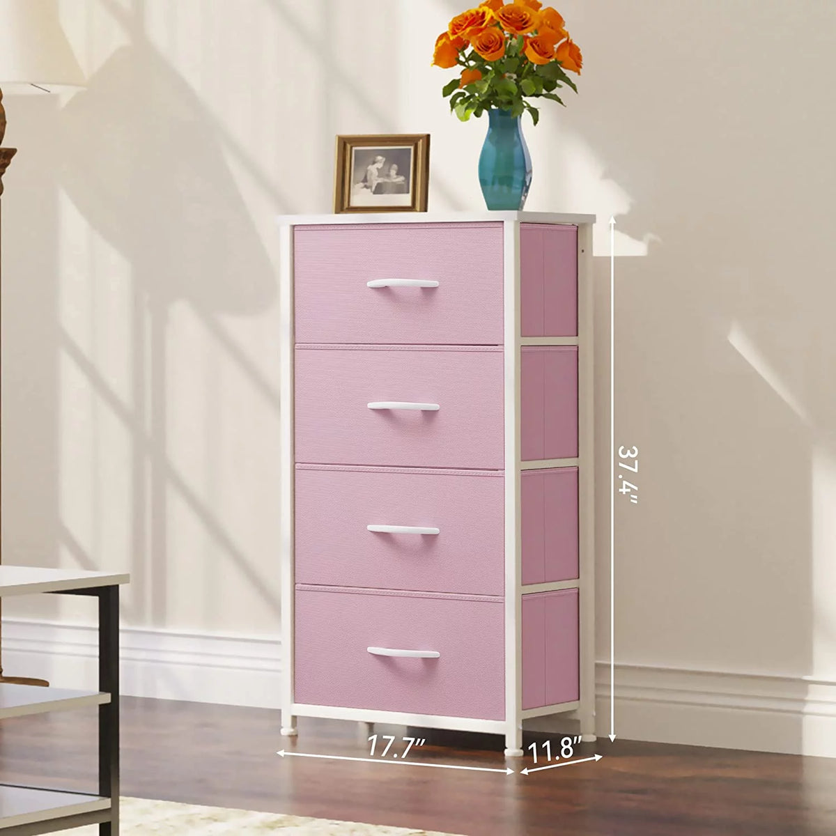 Pink 4 Drawer Fabric Dresser Q501997