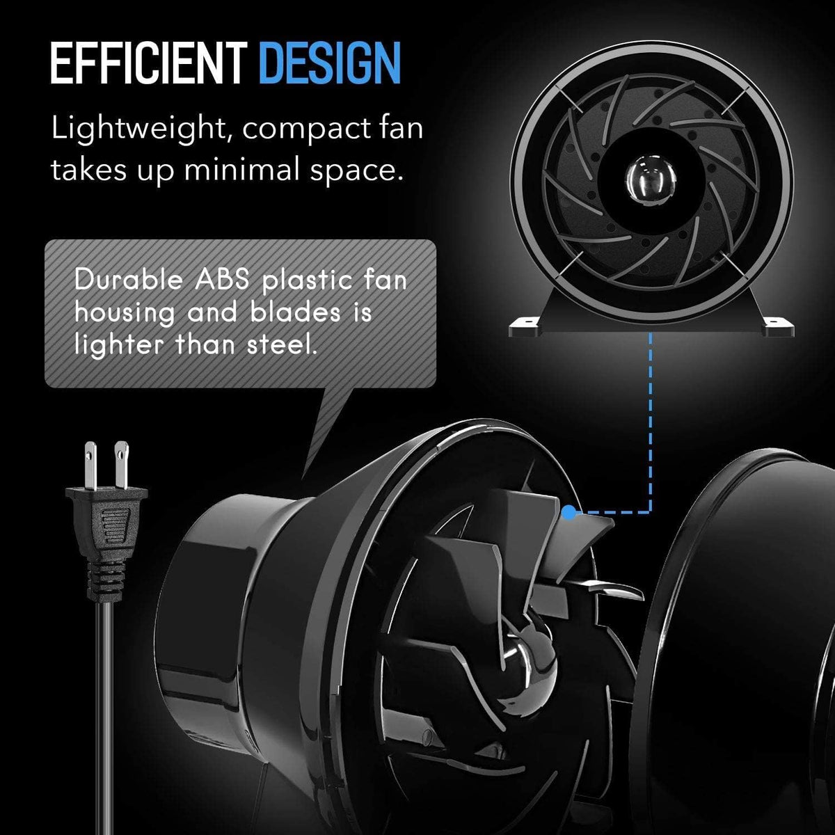 4 Inch 195 CFM Inline Fan Circulation Vent Blower with Carbon Filter, 8 Feet Ducting, 1-Pair Rope Combo, Pack of 2 H497