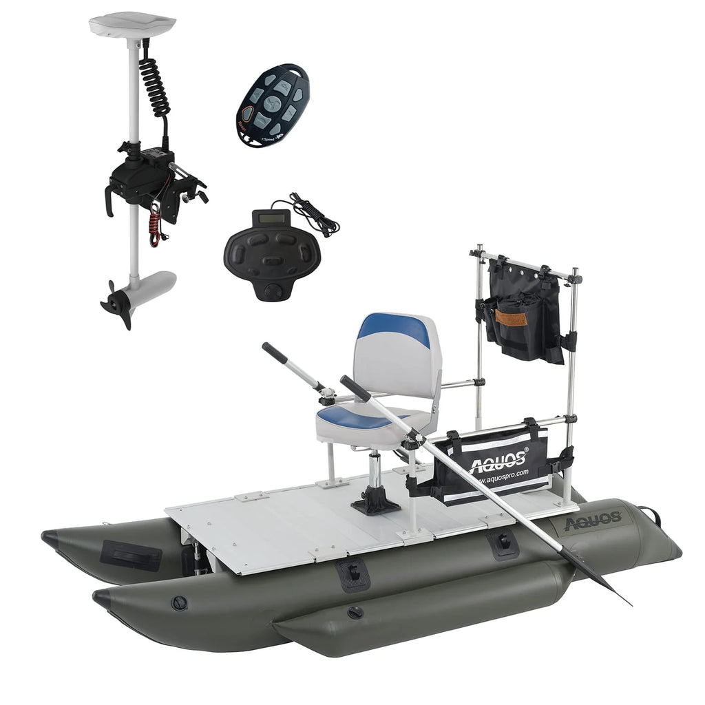 8.8 ft Inflatable Pontoon Boat with Trolling Motor and Foot Control C327