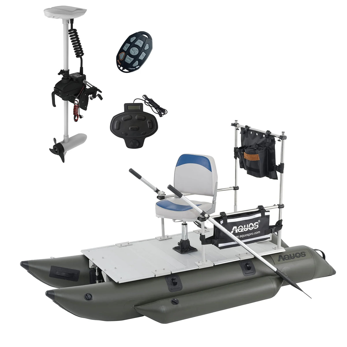 8.8 ft Inflatable Pontoon Boat with Trolling Motor and Foot Control C327