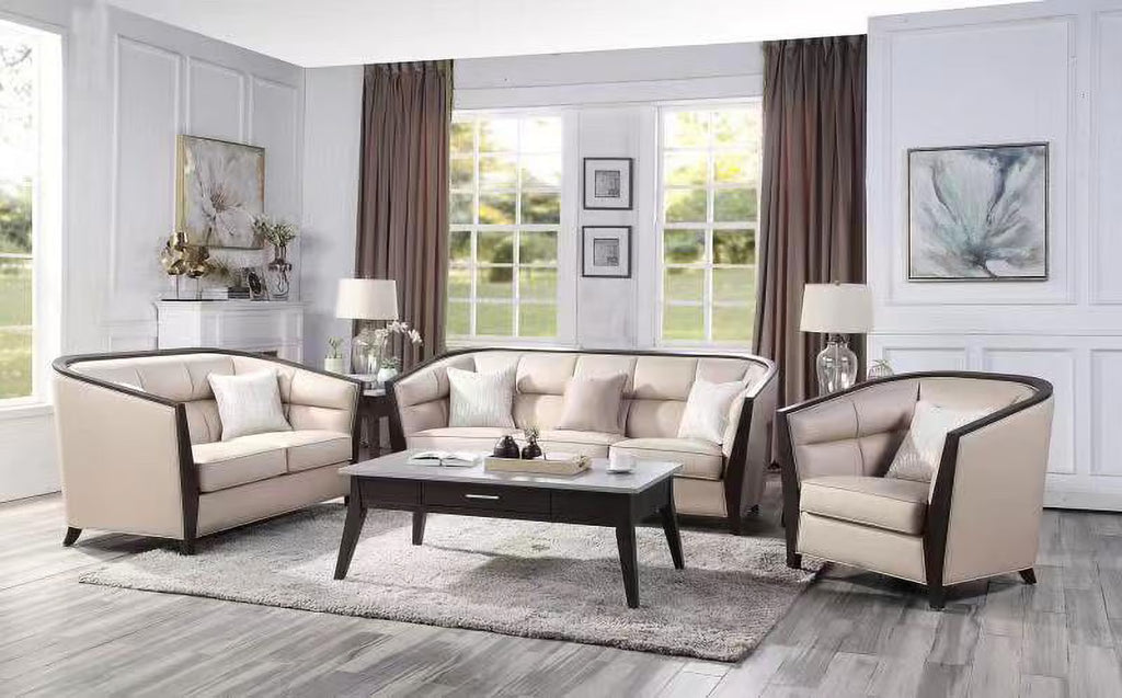 Beige Fabric Loveseat with 2 Pillows M613967