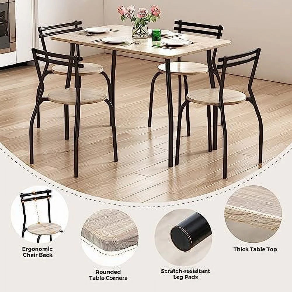 Dining Table Set for 4 with Chairs and Bench J420