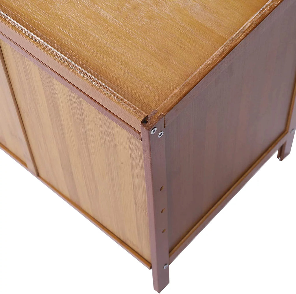 Bamboo Nightstand with 3 Drawers and Open Shelf X9021