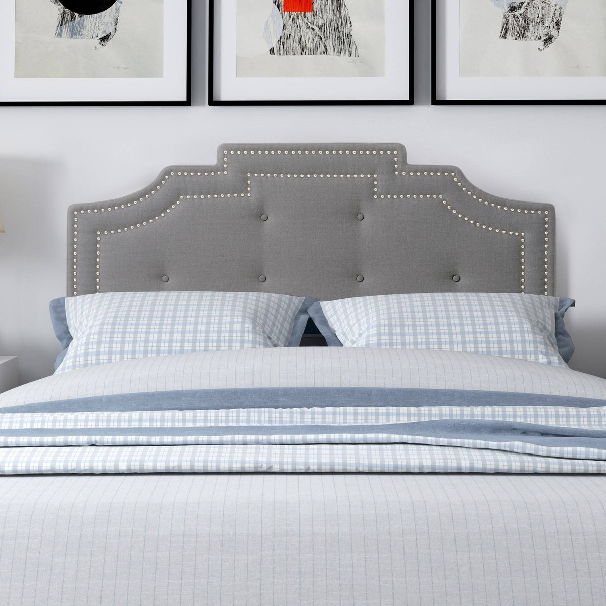 Navy Blue Button Tufted Headboard J867