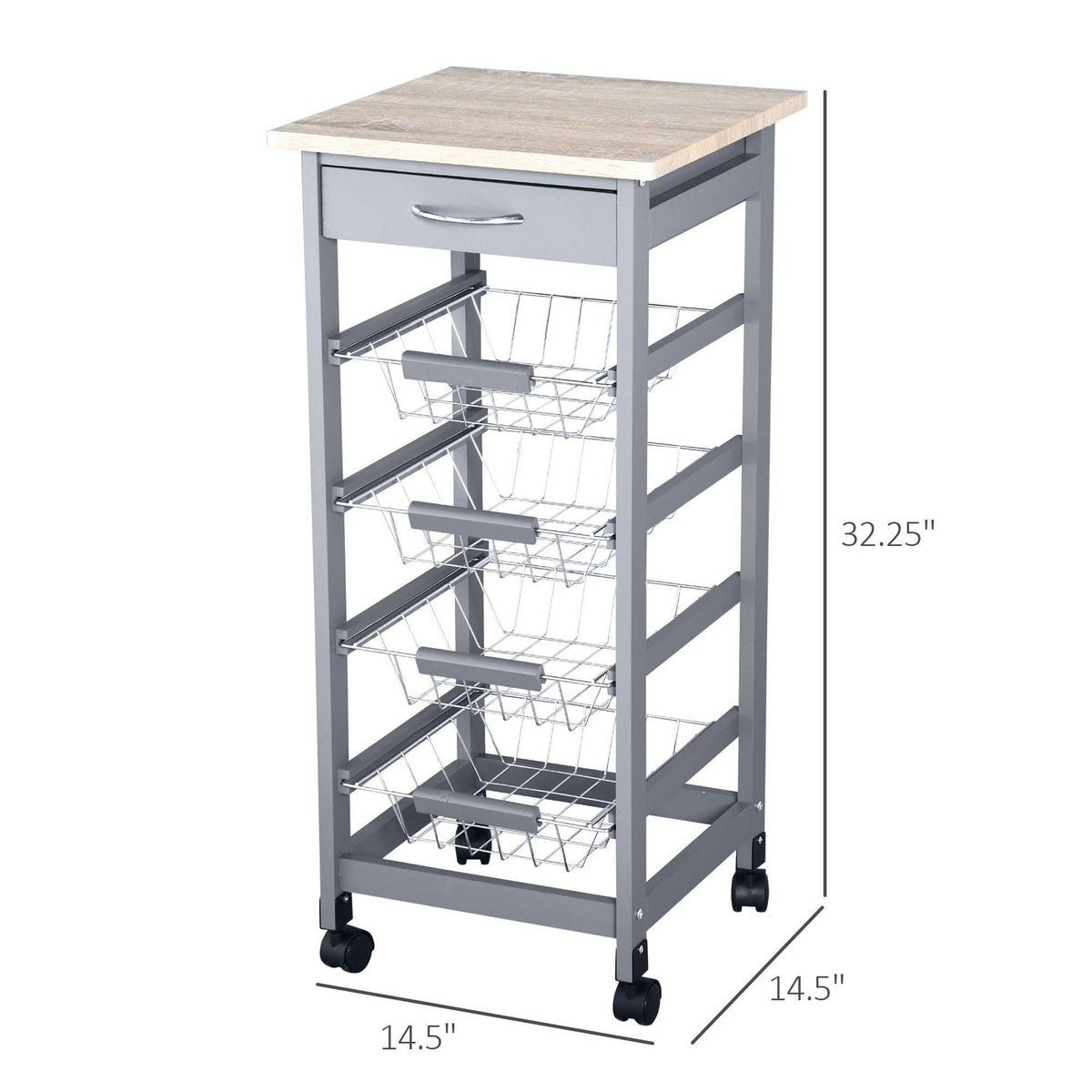 White Wooden Rolling Kitchen Storage Cart M72944