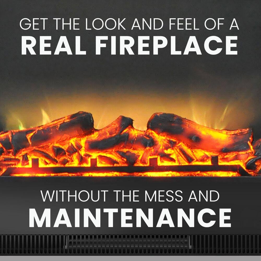 White Electric Fireplace Mantel with LED Flame Y399