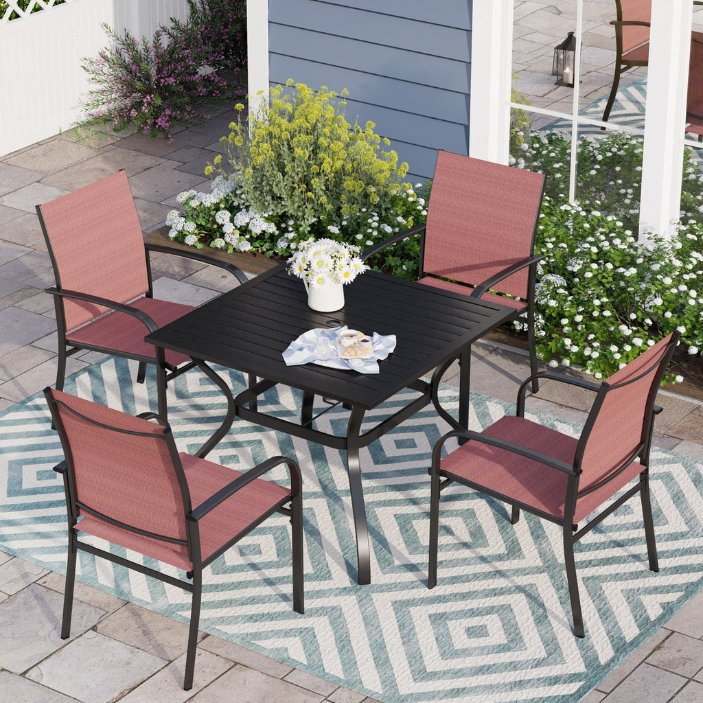 5 Piece Blue Metal Patio Dining Set V992