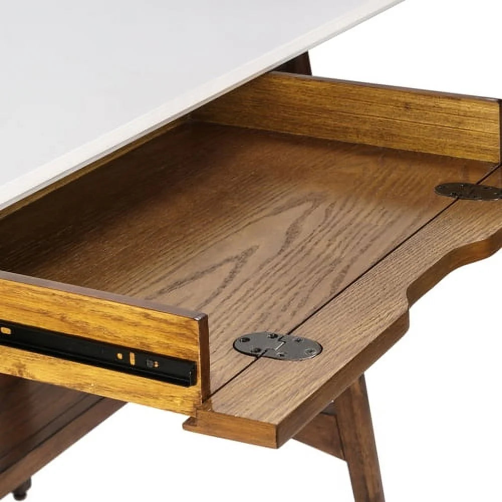 Off White Pecan Wood Desk J6761