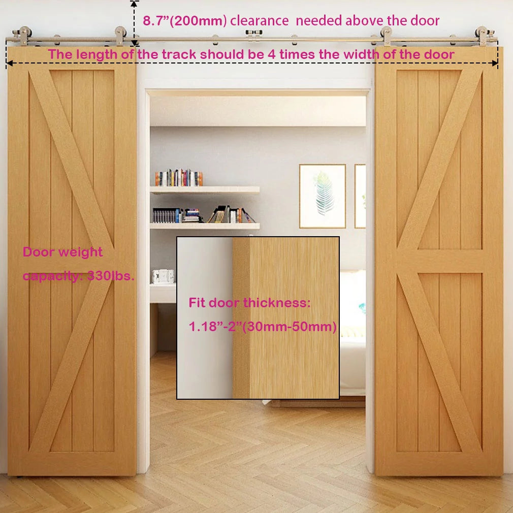 14Ft Stainless Steel Sliding Barn Door Hardware Kit I739