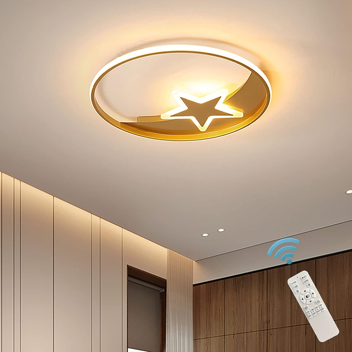 LED Ceiling Light Dimmable, 45W Flush Mount Ceiling Lamp with Remote P332