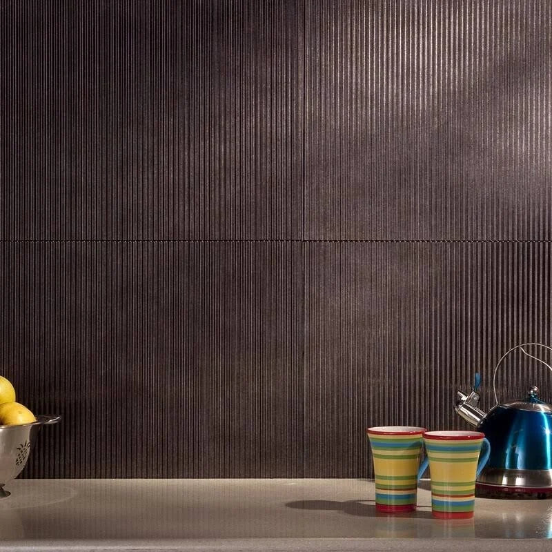 18in x 24in Rib Smoked Pewter Backsplash Panel (5 Pack) Q58610