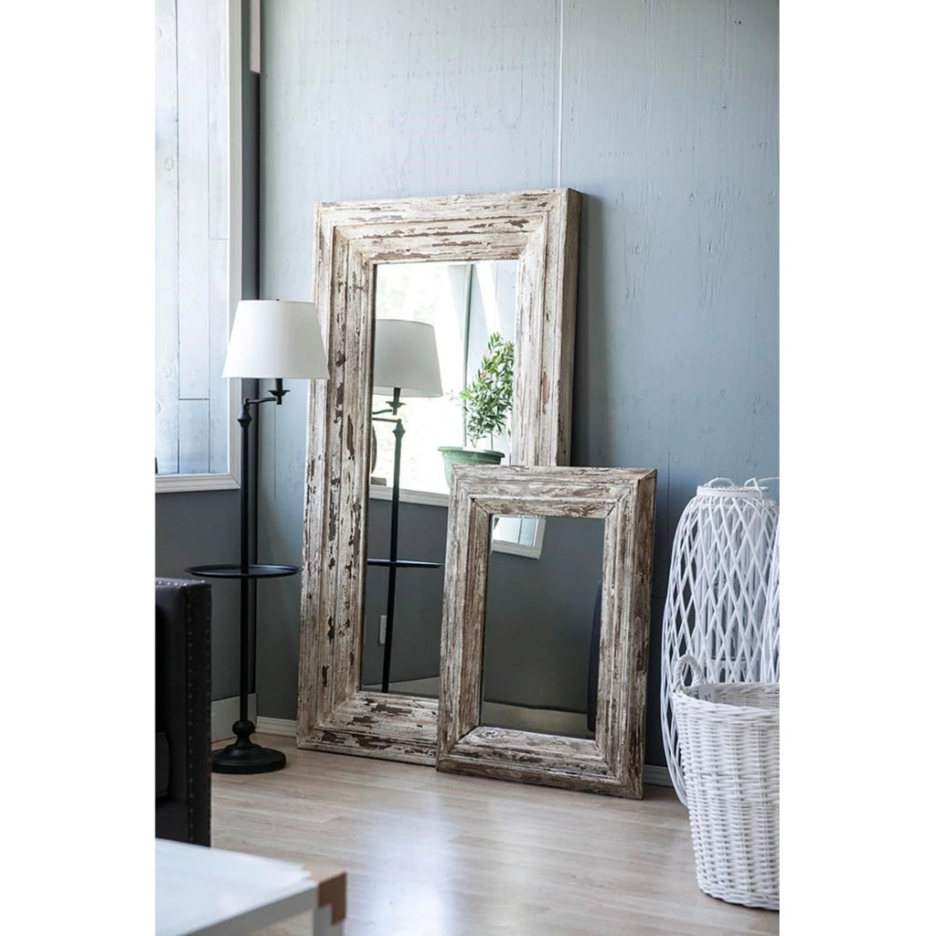 Distressed Finish Rectangular Wall Mirror N26996