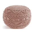 Dusty Pink Hand Knitted Macrame Pouf Ottoman F883768