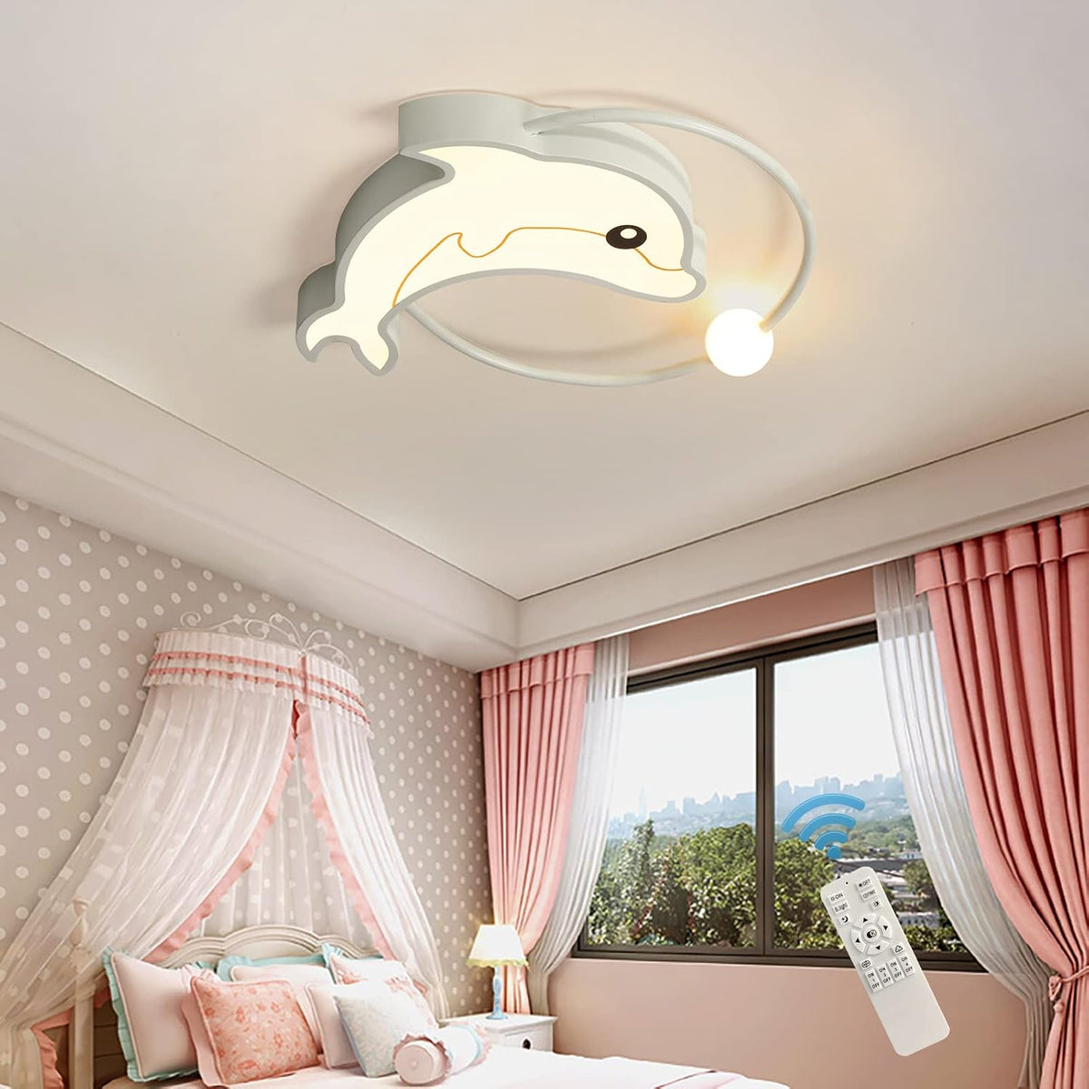 LED Ceiling Light Dimmable, 45W Flush Mount Ceiling Lamp with Remote P332