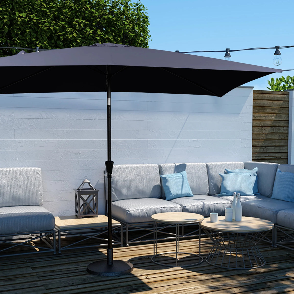 6.5' x 10' Rectangular Beige Patio Umbrella M99300