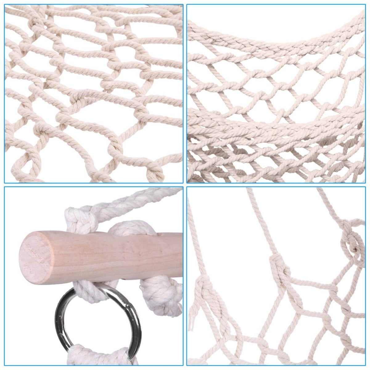 Cotton Rope Hammock Chair with Wood Stretcher J8205