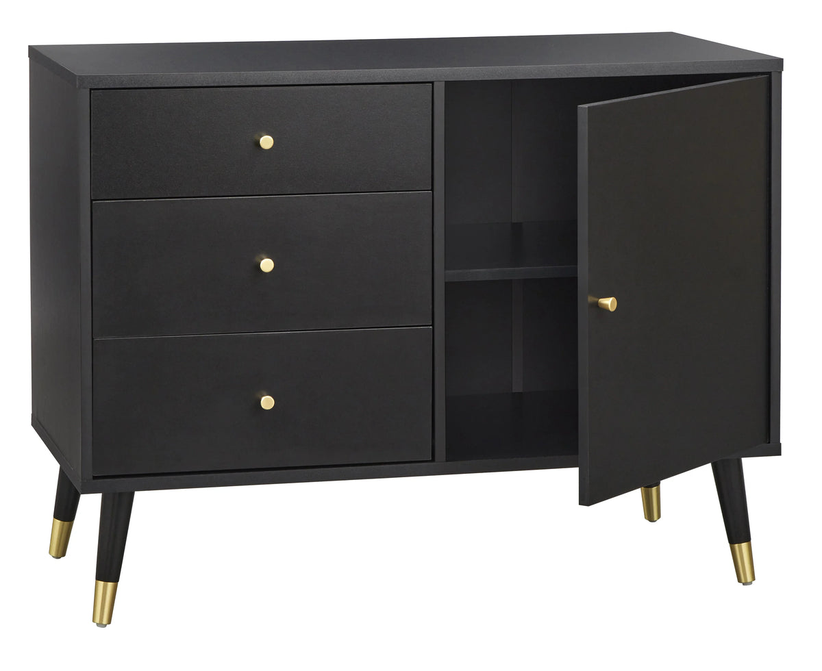 Black Mid Century Modern Dining Sideboard Buffet C3238