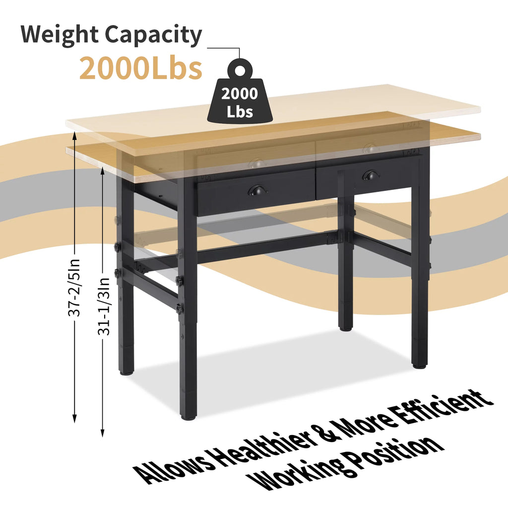 55'' Adjustable Work Bench with Power Outlets and Drawers P490111