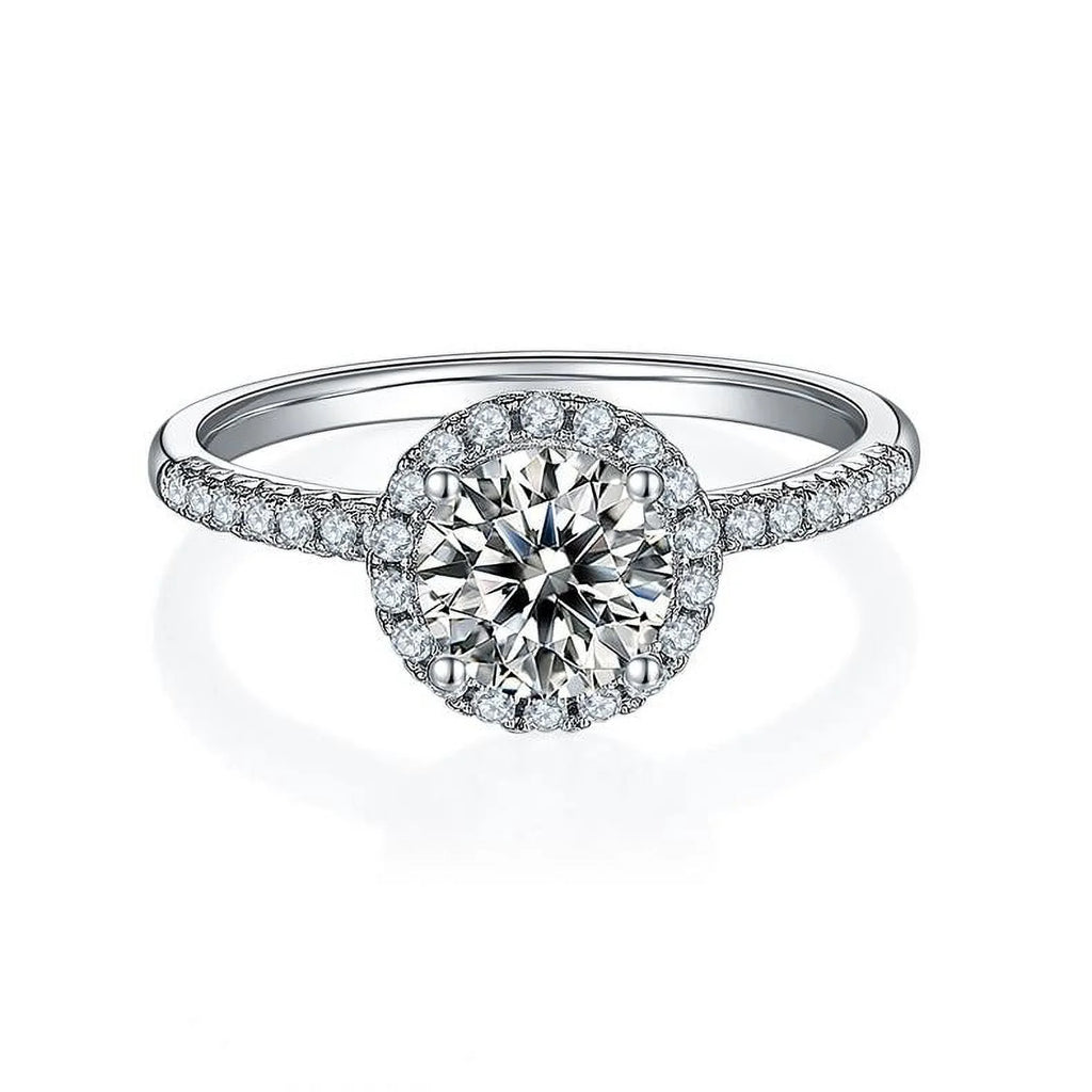 18K White Gold over Silver Moissanite Wedding Ring L942